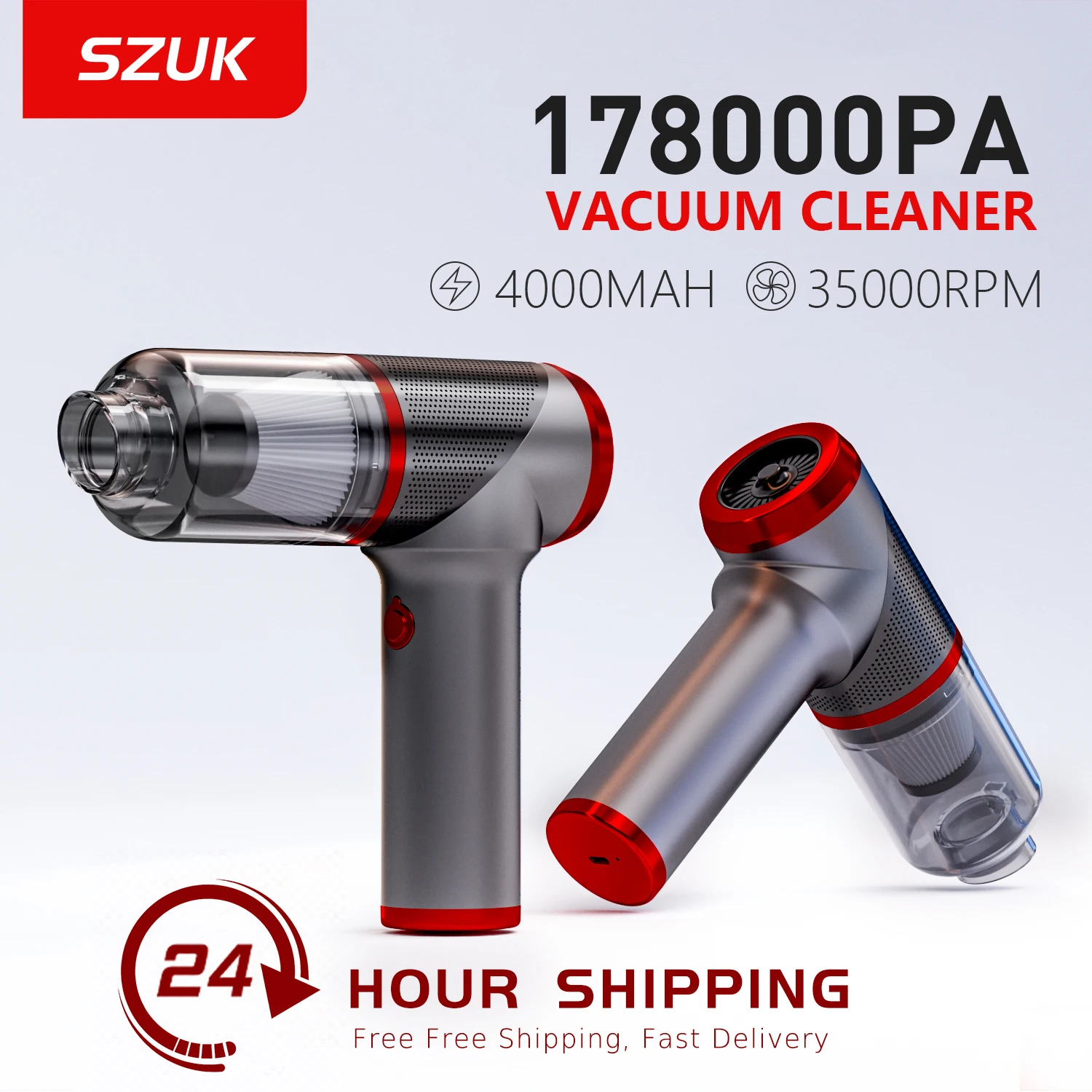 SZUK Car Vacuum Cleaner 178000Pa Powerful Wireless Cleaning Machine Strong Suction Mini Portable Vacuum Cleaner for Car and Home