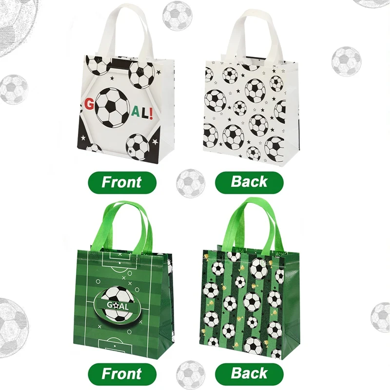 4pcs Soccer Style Gift Bag, Non-Woven Tote Bags With Football, Multi-Purpose Gift Wrapping Supplies Goody Bag Birthday Party - view 6