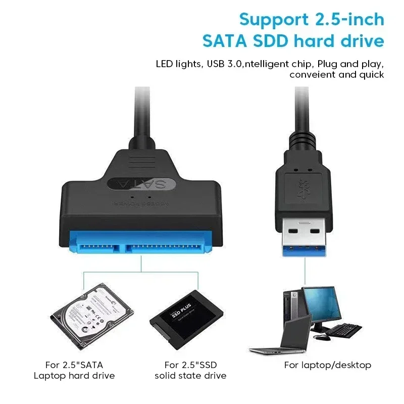 Elough to USB 3 0 Adapter Support 2.5 Inches External SSD HDD Hard Drive SATA 3 22 Pin Sata 3 Cable Up to 6 Gbps Cabo