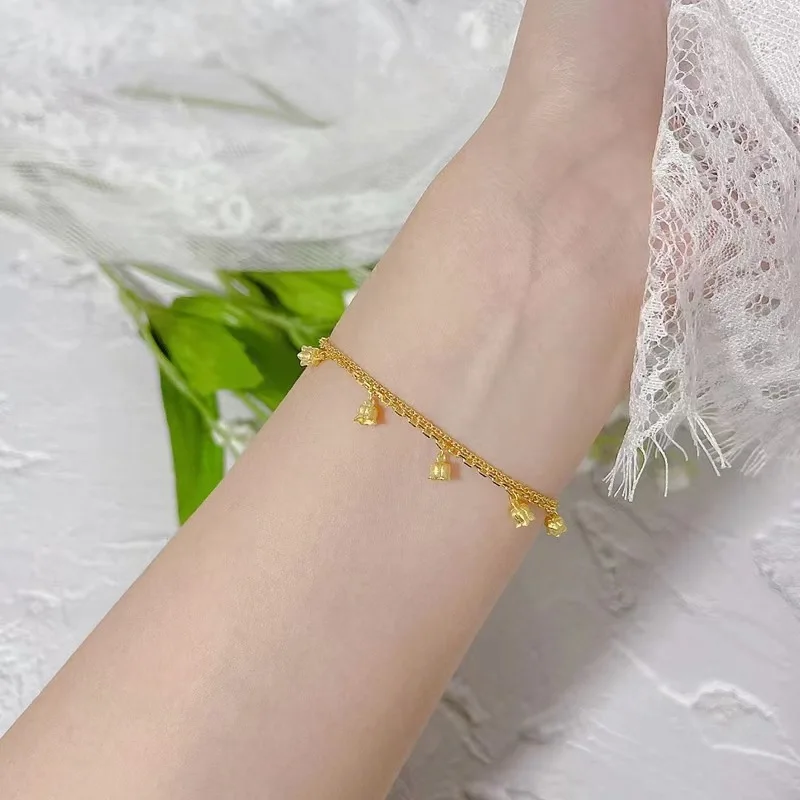 Exquisite Elegant Gold 18k Original Jewelry Bracelets for Women Flores Convallariae Bracelet Wedding Birthday Anniversary Gifts