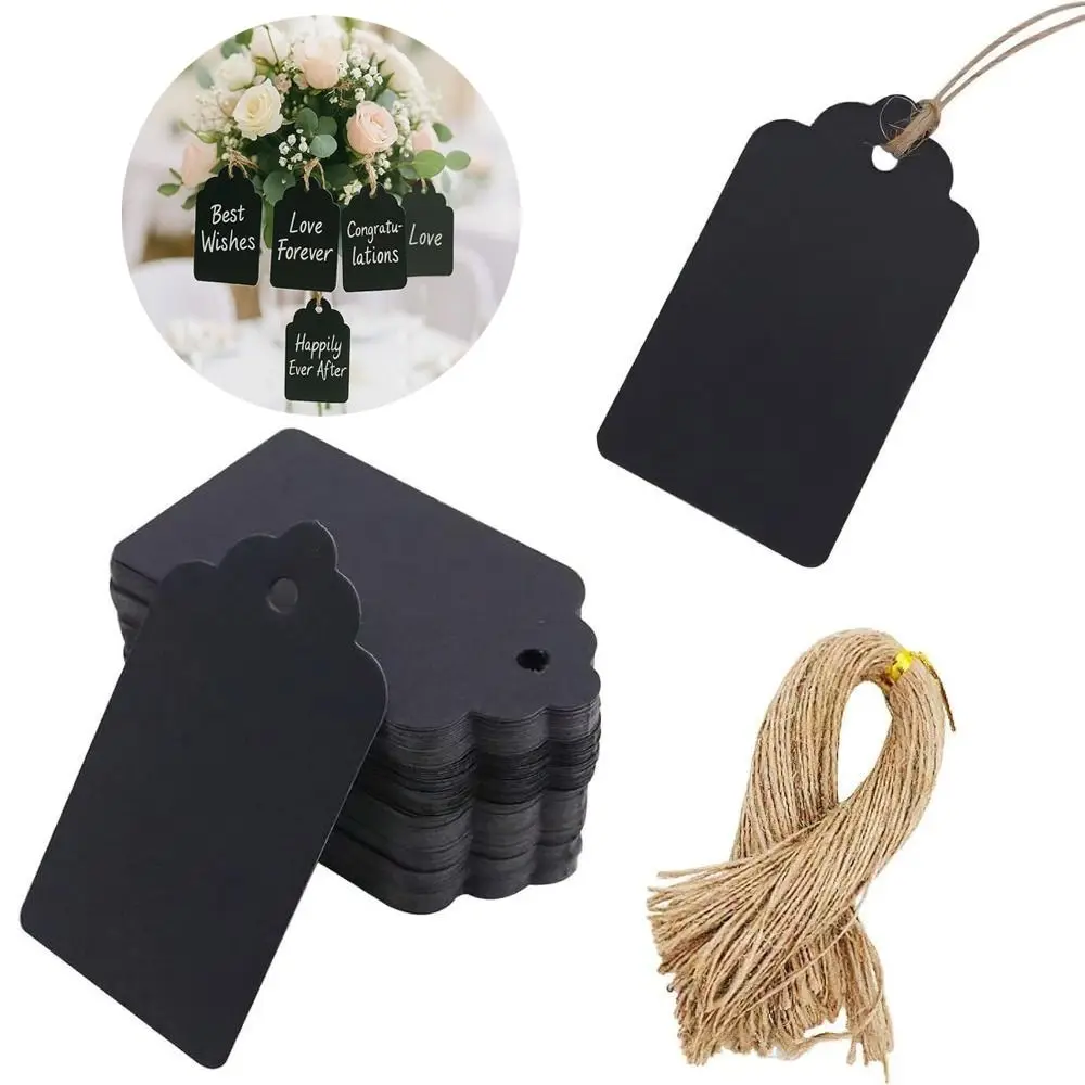 100 個手作り包装ラベルヴィンテージ環境に優しい DIY ホタテラベル再利用可能な紐付きクラフト紙ハングタグ