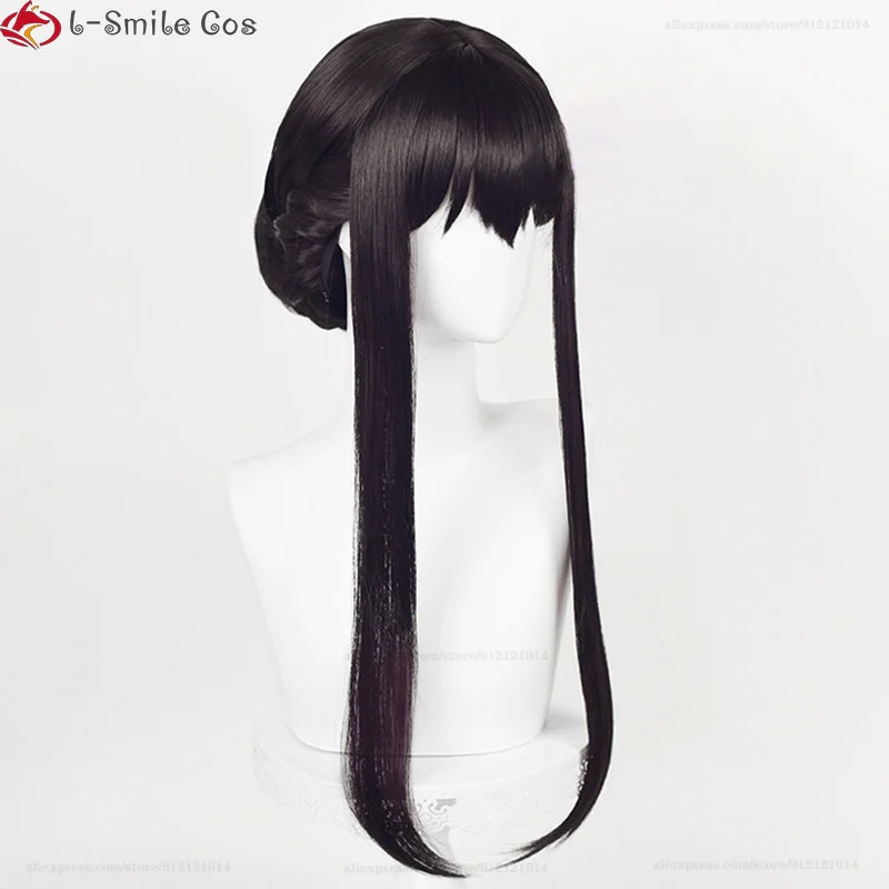 Anime cos Yor Forger peluca larga negra para Cosplay, cabello sintético resistente al calor, juego de rol para Halloween, pelucas + gorro de peluca