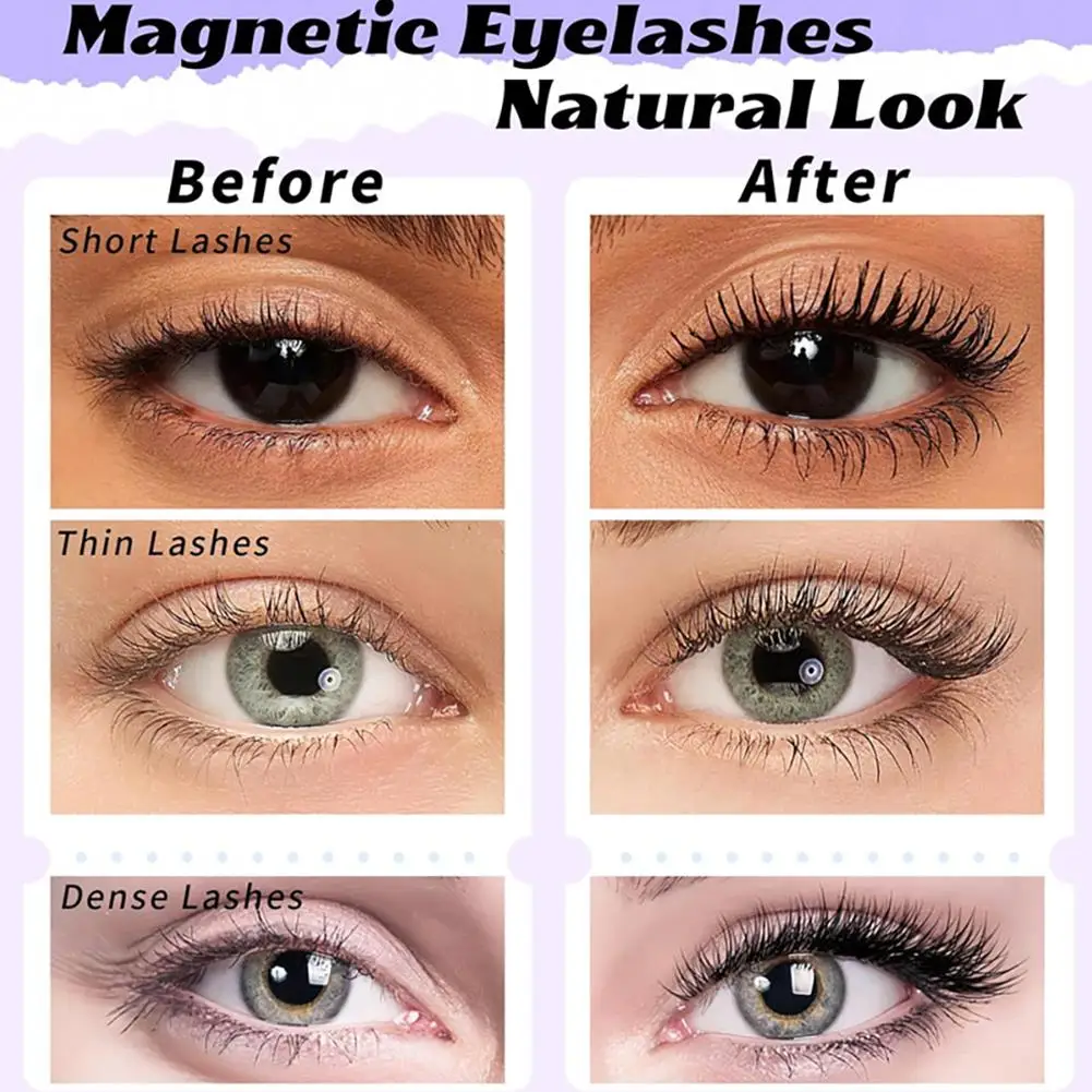 2 คู่ 3D Magnetic ขนตาปลอมชุดปากกาประดิษฐ์แหนบกันน้ํา Reusable Eyelash Curler เครื่องมือแต่งหน้าสําหรับผู้หญิง