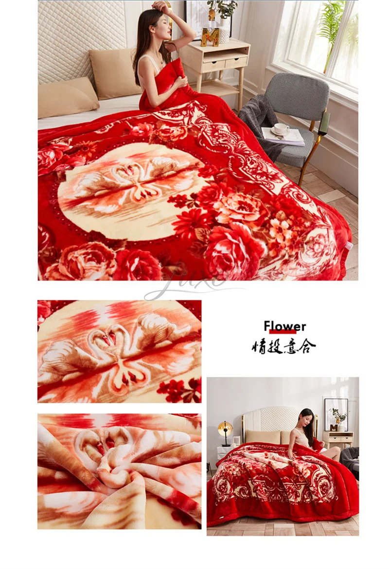 New Warm Weighted Blankets for Beds High End Thicken Warmth Raschel Blanket for Winter Autumn Double Side Plush Comforter Quilt