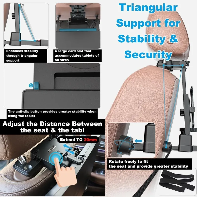 Car Seat Back Tray Table for Kids Foldable Easy Clean Travel Tray Rear Passenger Seat Car Food Trays for Eating Car Desk