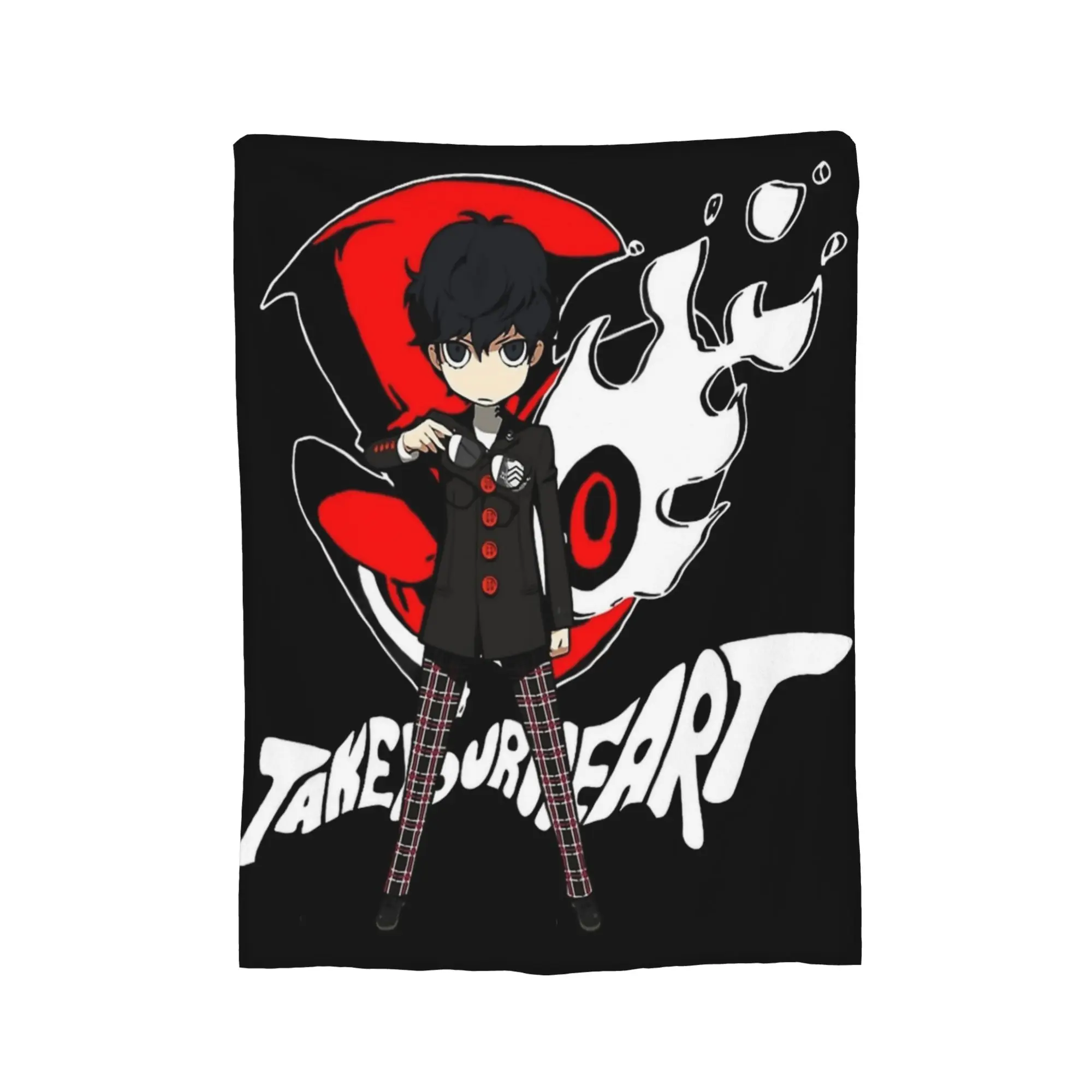 Persona Chibi Protagonist will take your heart  Knitted Blankets   Fuzzy Throw Blanket Home Couch Portable Soft Warm Bedspreads