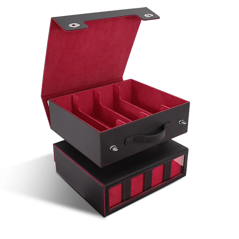 Trading Card Storage Box,Holds 3000+ Sleeved Cards with Magnetic Holders , 4-Row Deck fits for TCG Sports Card