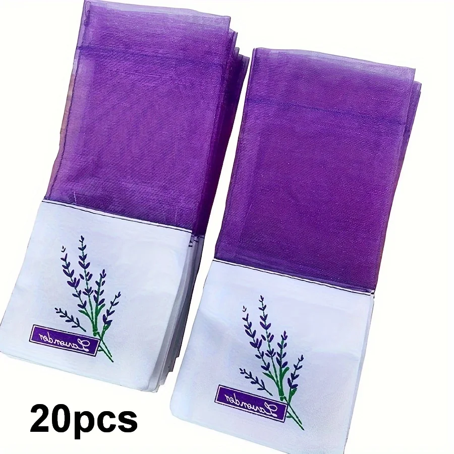 20pcs/ Lace Linen Sachet, Empty Bag Purple Strap Mesh Bag Suitable for Living Room, Study, Aromatherapy Bags