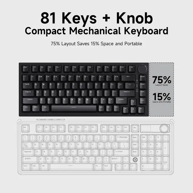 AK820 Red-Switch Mechanical Gaming Keyboard, 75% Layout, Hot-Swappable Switches, Featuring a USB-C Port, White Backlighting, Fiv 5 AJAZZ AK820 75% Mechanical Gaming Keyboard – Red Switches, Hot-Swappable, USB-C, White Backlight – view 5