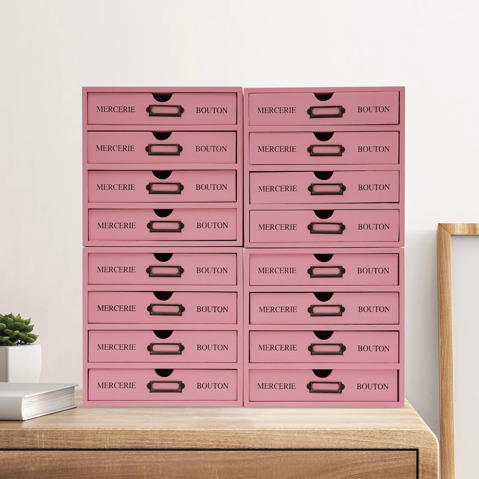 

4 шт., 4-слойный ящик для хранения файлов с 16 ящиками, розовый для офисной школы, для хранения канцелярских товаров, папок, личных товаров