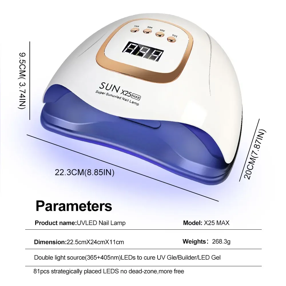 Sun x25max 81led lâmpada uv para unhas secagem rápida cura todo gel unha polonês profissional poderoso secador de luz uv manicure salão