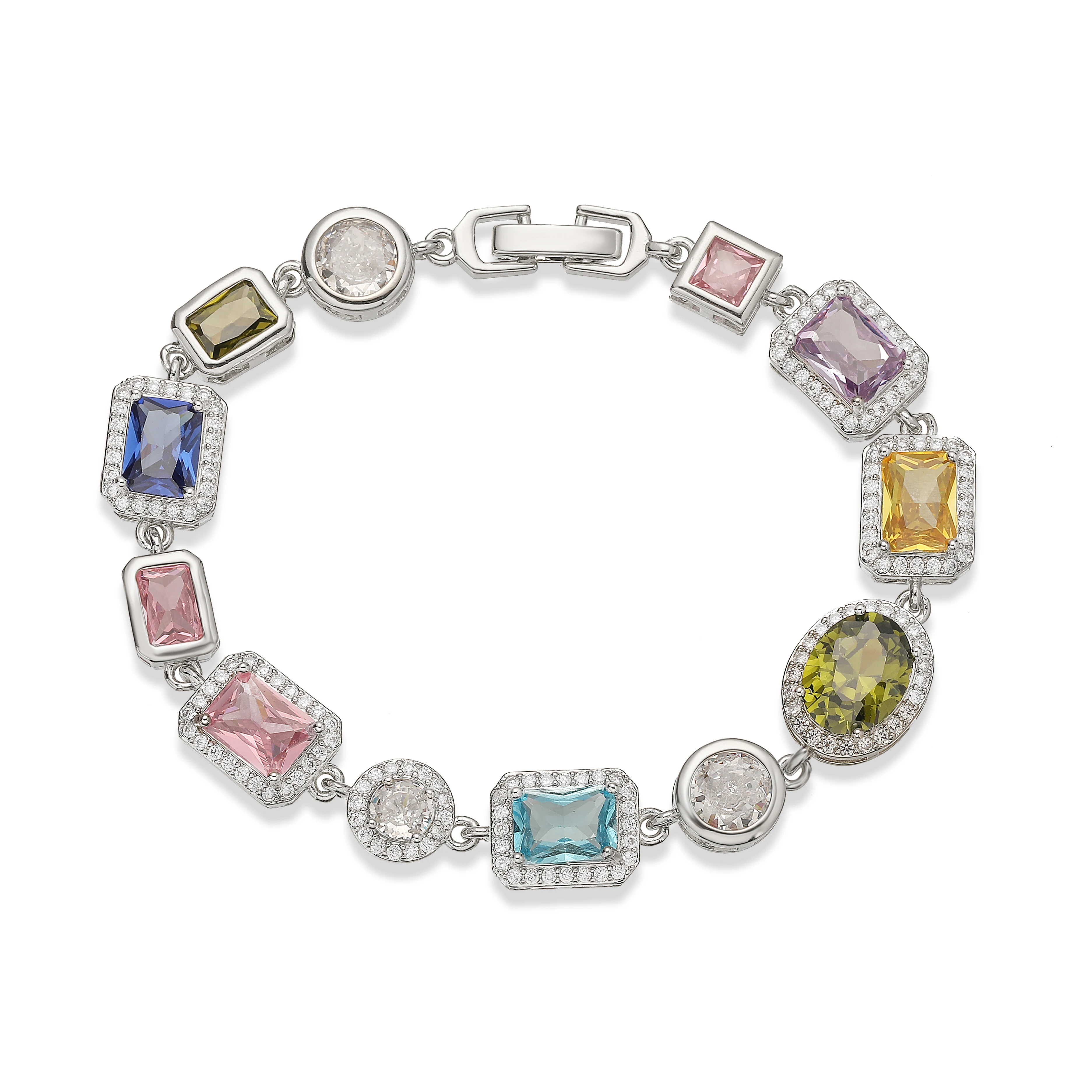 18K Vergoldetes Quadratisches und Rundes Mehrfarbiges Halbedelstein-Mosaik-Design Schmuck Armband/Halskette Unisex-Schmuck – Detail 5