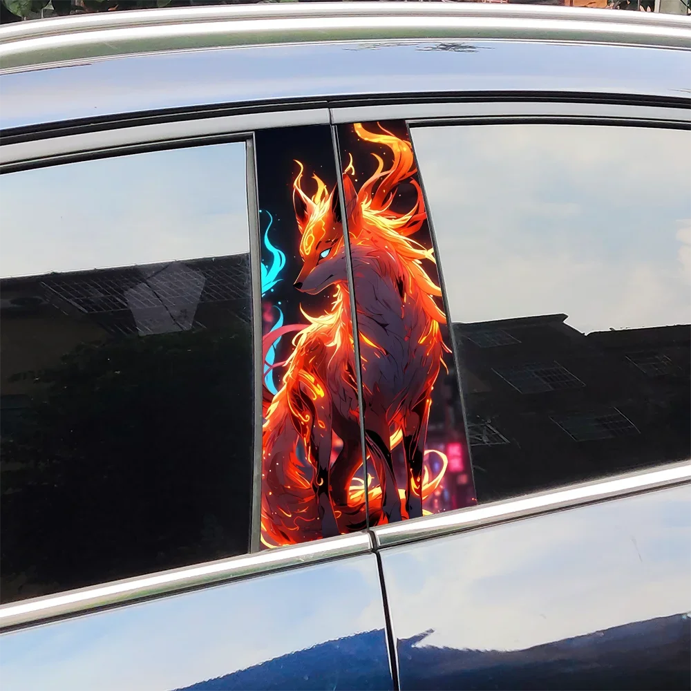 

Funny Fox Car Stickers Auto B Pillar Waterproof Sunscreen Decoration DIY Cover Car Doors Pillar Sunscreen Decals Accessories