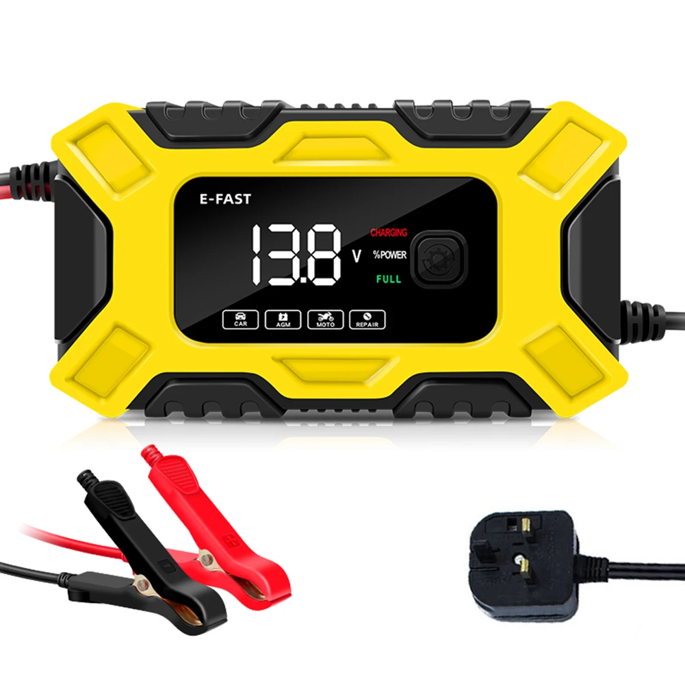 Cargador de inteligente para motocicleta coche, dispositivo carga Gel AGM de plomo , pantalla LCD Digital, 12V, 24V, 8A