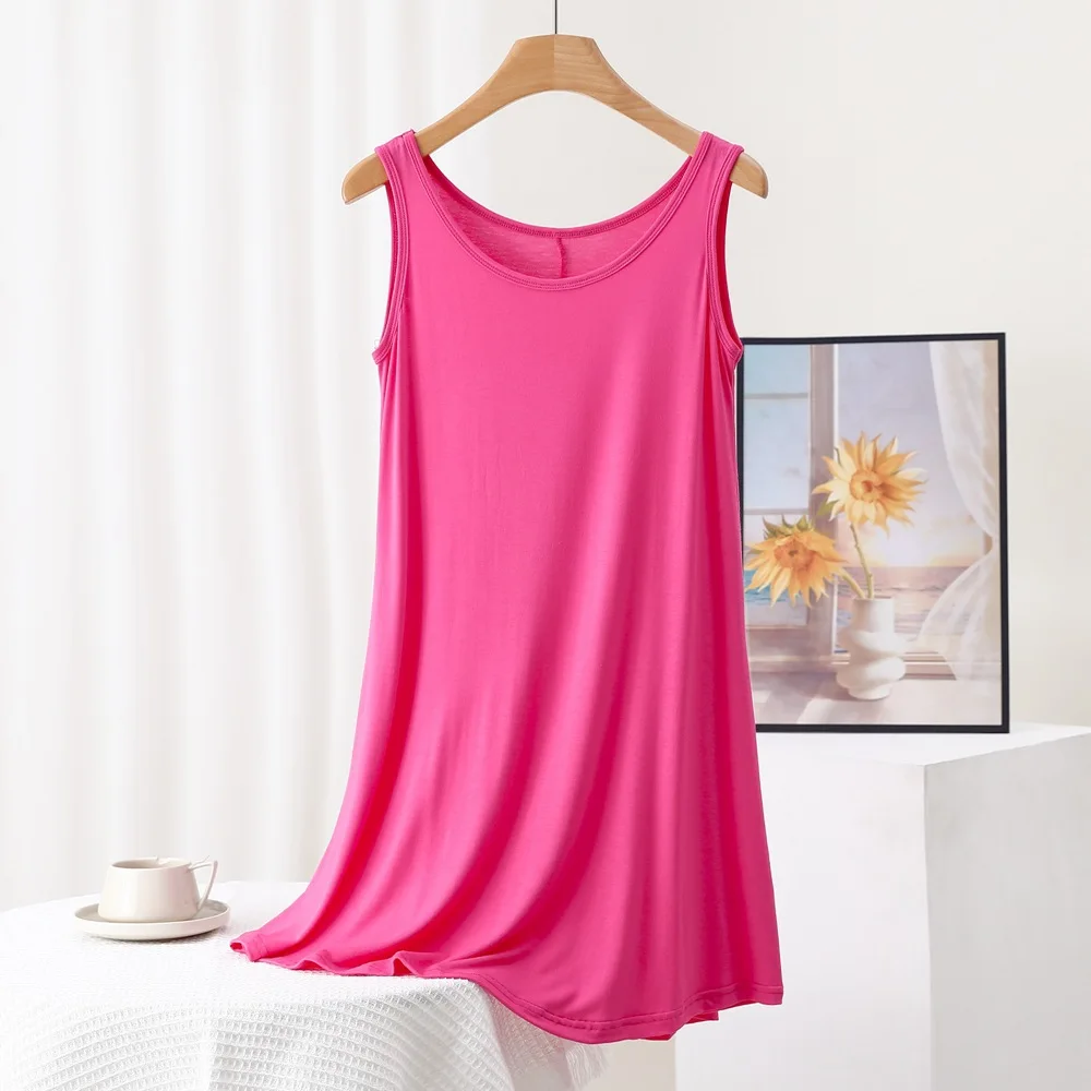 Large Size Loose Ladies Sleepwear Sleeveless Modal Summer Nightgowns For Women Night Dress Casual New Nightshirt Female Nighty