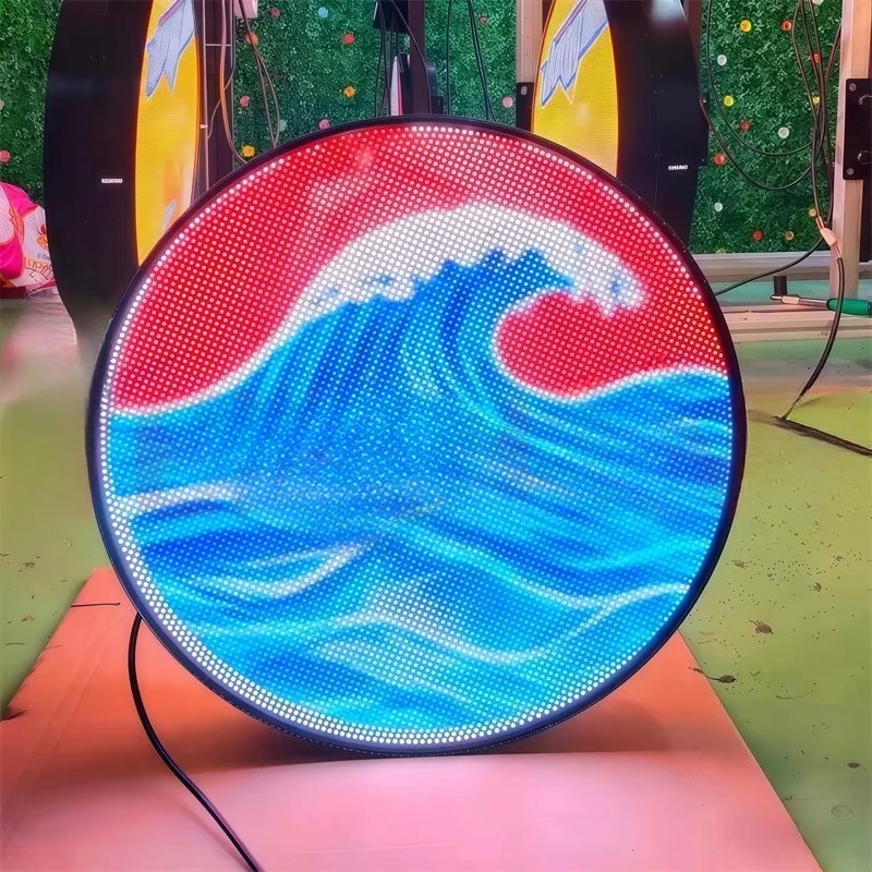 Printing company custom high definition resolution color change circular Led sign advertising screen with bracket