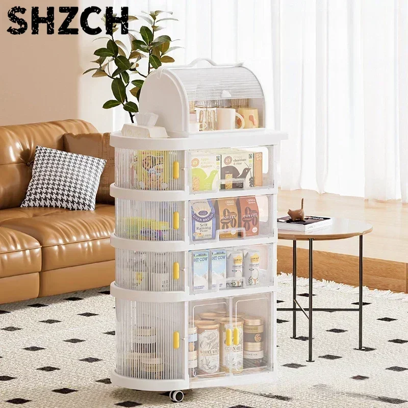 Baby Supplies Storage Trolley Folding Storage Rack for Bedroom  Living Room Movable Snack Floor Stroller Holders