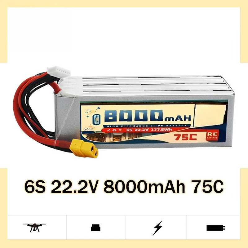 

6S 22.2V 8000mAh 75C Remote Control FPV Helicopter Model RC Model Lithium Battery