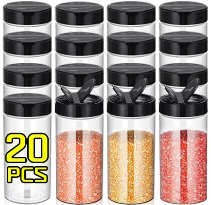 

1/20PCS Clear Seasoning Containers with Shaker Lids Portable Spice Bottles Reusable Condiment Storage Jar for Kitchen Barbecue