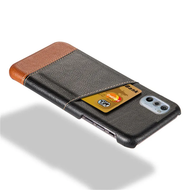 Funda para tarjeta de Motorola Edge 30 Pro, para Motorola Moto Edge 30Pro X30 S30, funda para tarjeta de cuero PU de empalme mixto para Motorola Edge 30 Pro