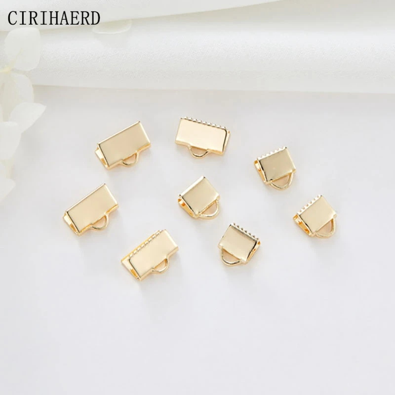 

14K Gold Plated Brass Metal Leather Cord Buckle DIY Jewelry Accessories Webbing Clip Buckle Supplies Crafts Materials Findings