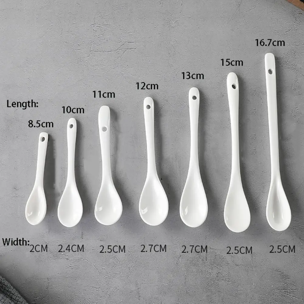 Ceramic Long Handle Spoons Flatware Dessert Spoon Ice Cream Spoon Tableware Tea Honey Supplies Kitchen Tools