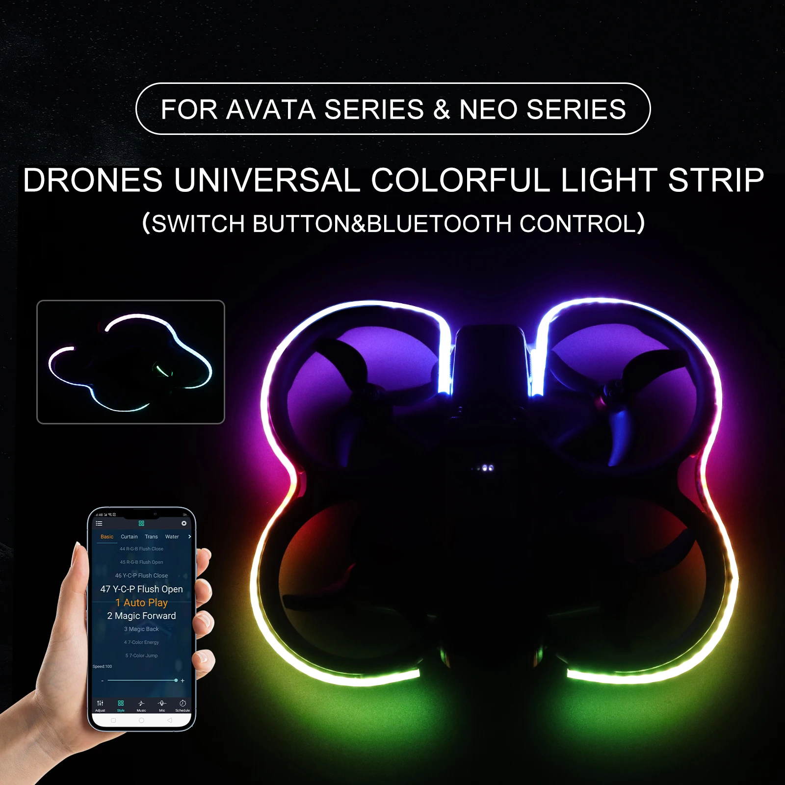 Colorful LED Strip for DJI NEO Dazzle Night Flight Light Strap AVATA Lamp Belt Accessories