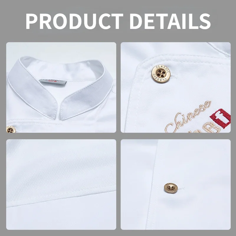 Uniforme de chef preto masculino, camisa de chef respirável de manga curta, restaurante, cozinha, jaqueta de chef preta, avental, roupas de trabalho, logotipo feminino