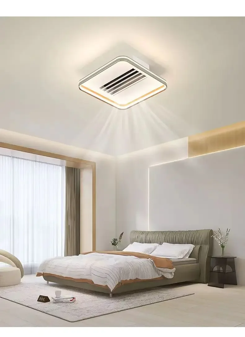 NewSpectrum Bladeless Dual Motors LED Ceiling Fan Lamps Dimmable With Remote Indoor Lighting Living Room Bedroom 6 Gears Quiet