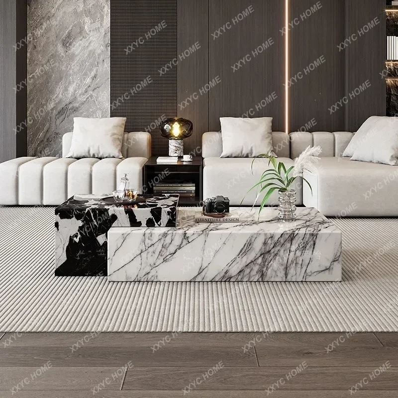 X-S   Marble Coffee Table Extendable   Minimalist Modern Simple Living Room Rectangular  Small Apartment Low Table HG