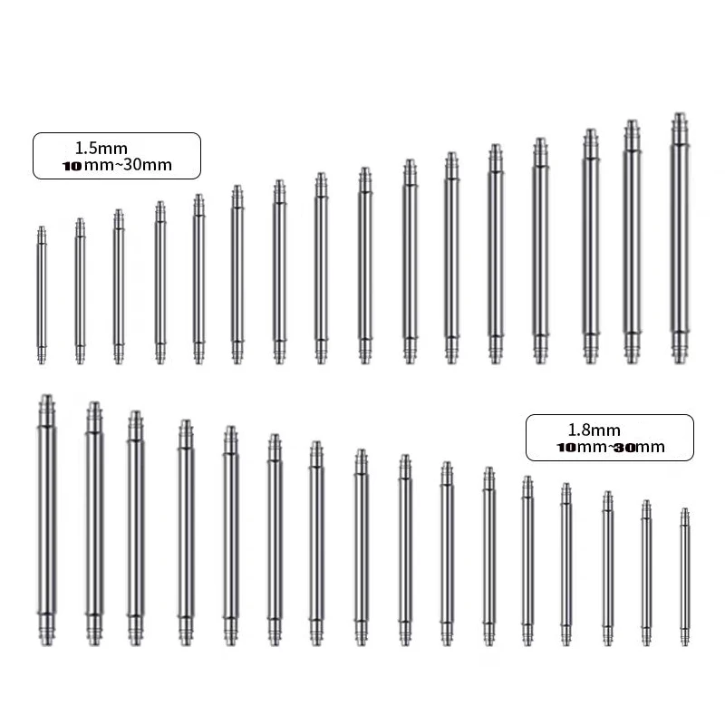 10PCS Double Support Spring Bar Dia 1.5mm And 1.8mm Watch Strap Link Pins Fits Width10mm-30mm Stainless Steel Watch Strap Links