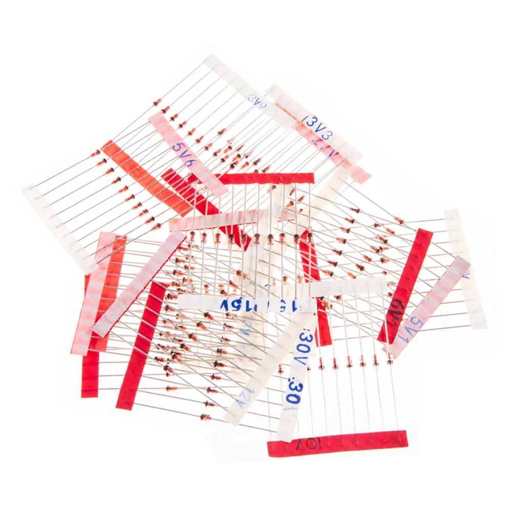 150PCS 12V 30V 15Values 1W Zener Diode Kit 3V-30V for Voltage Regulation Electronic Projects 3V3 3.6V 3.9V 4.7V
