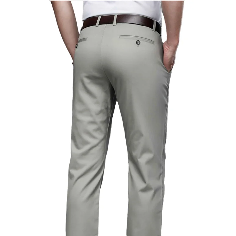 

Men's Trendy Suit Trousers - Spring Summer New Solid Color Cotton Blend Business Casual Pants for Commuting & Comfortable Work