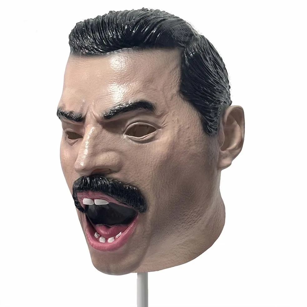 Realistische Bärtige Männer-Vollkopf-Latexmaske mit Offenem Mund-Design für Erwachsene, Maskerade, Halloween, Cosplay, Kostümparty-Requisiten – Detail 7