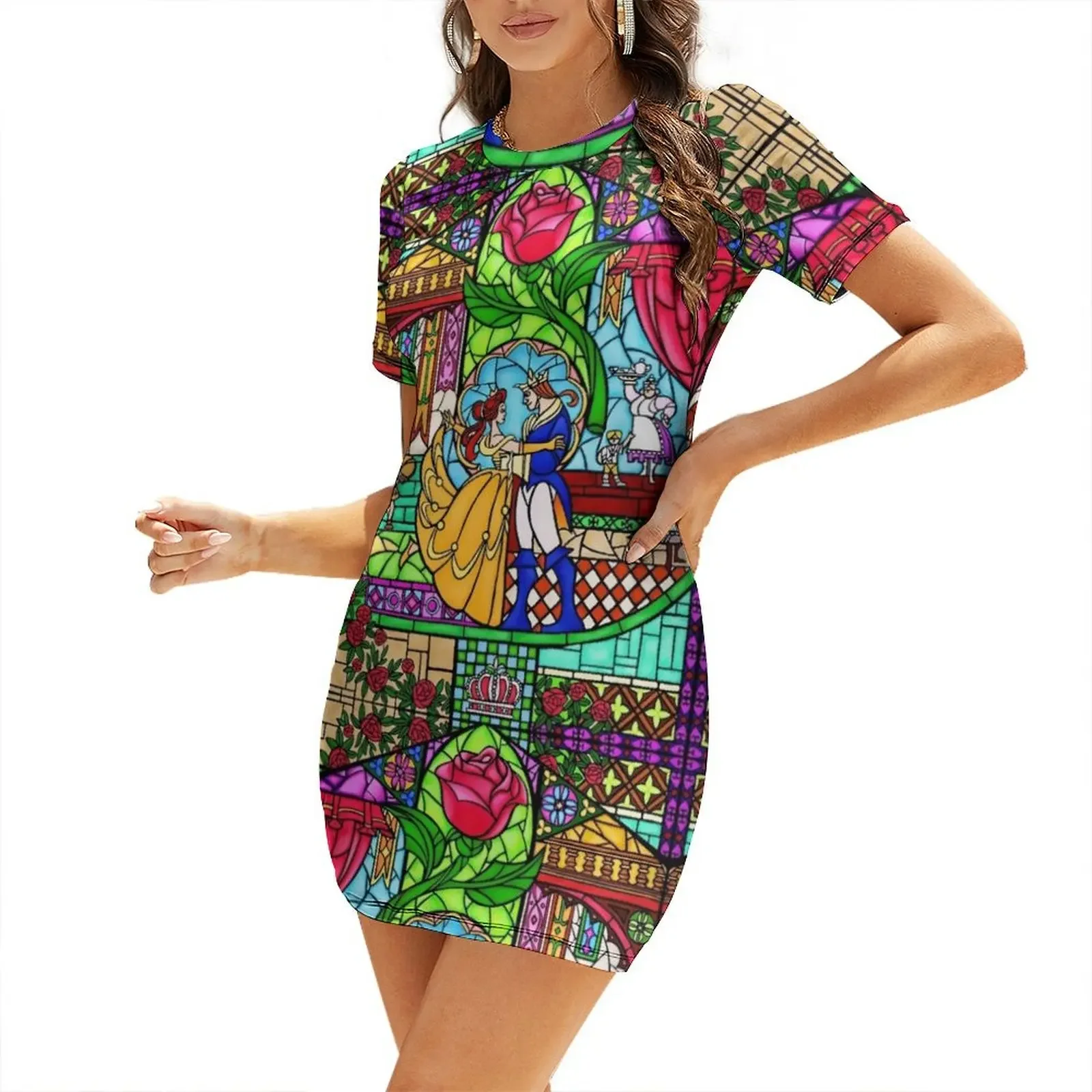 

Patterns of the Stained Glass Window Short-Sleeved Dress evening dresses luxury 2025 Dress