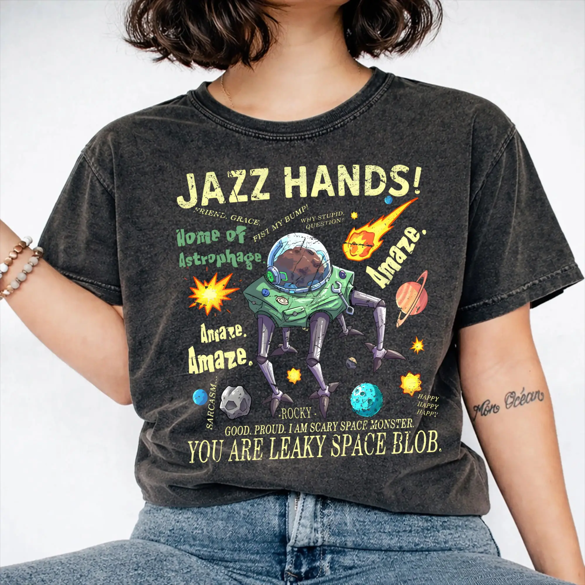 Rocky Amaze Project Hail Mary Rocky Inspired Sci Fi Outfit Washed T Shirt for Men Women Streetwear Hip Hop T-Shirts Summer  Tees