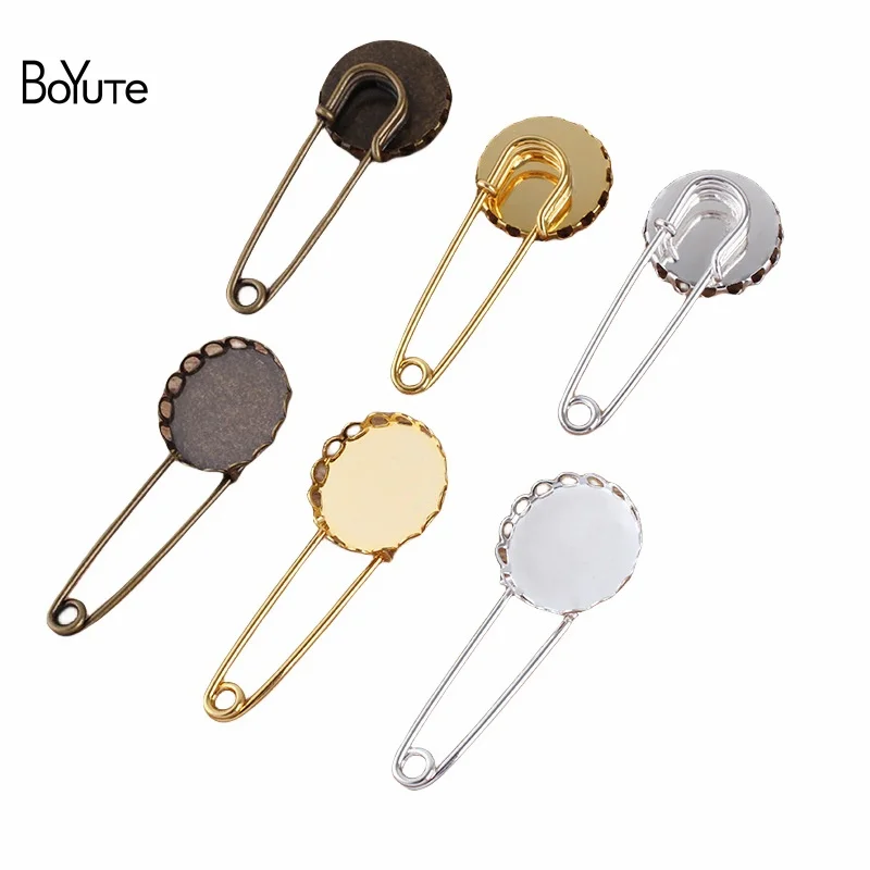 

BoYuTe Custom (200 Pieces/Lot) Fit 14-16-18-20-25MM Cabochon Brooch Blanks Tray Base Diy Brooch Pins Accessories