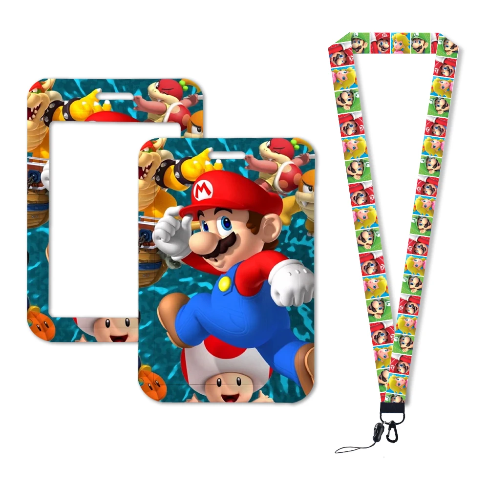 Porte-cartes de dessin animé mignon Mario Anime, porte-badge pour enfants, manches de carte d'identité, lanière de jeu de connaissance, étudiant Kawaii, campus, chaud