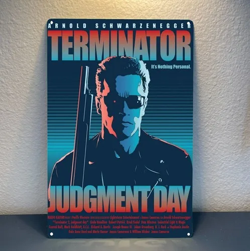 Terminator 2 Judgement Day Movie Metal Poster Tin Sign - 20x30cm Plate  -aluminum