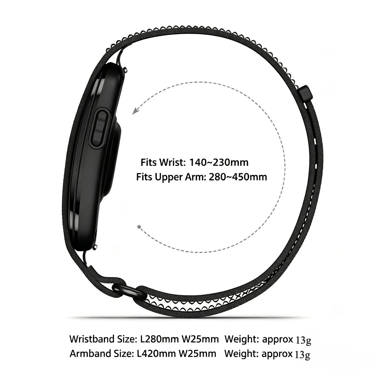 Nylonowy pasek na nadgarstek Garmin CIRQA, opaska na biceps, oryginalny pasek do fitness trackera bez ekranu, regulowany, elastyczny, sportowy. — zdjęcie produktu 6