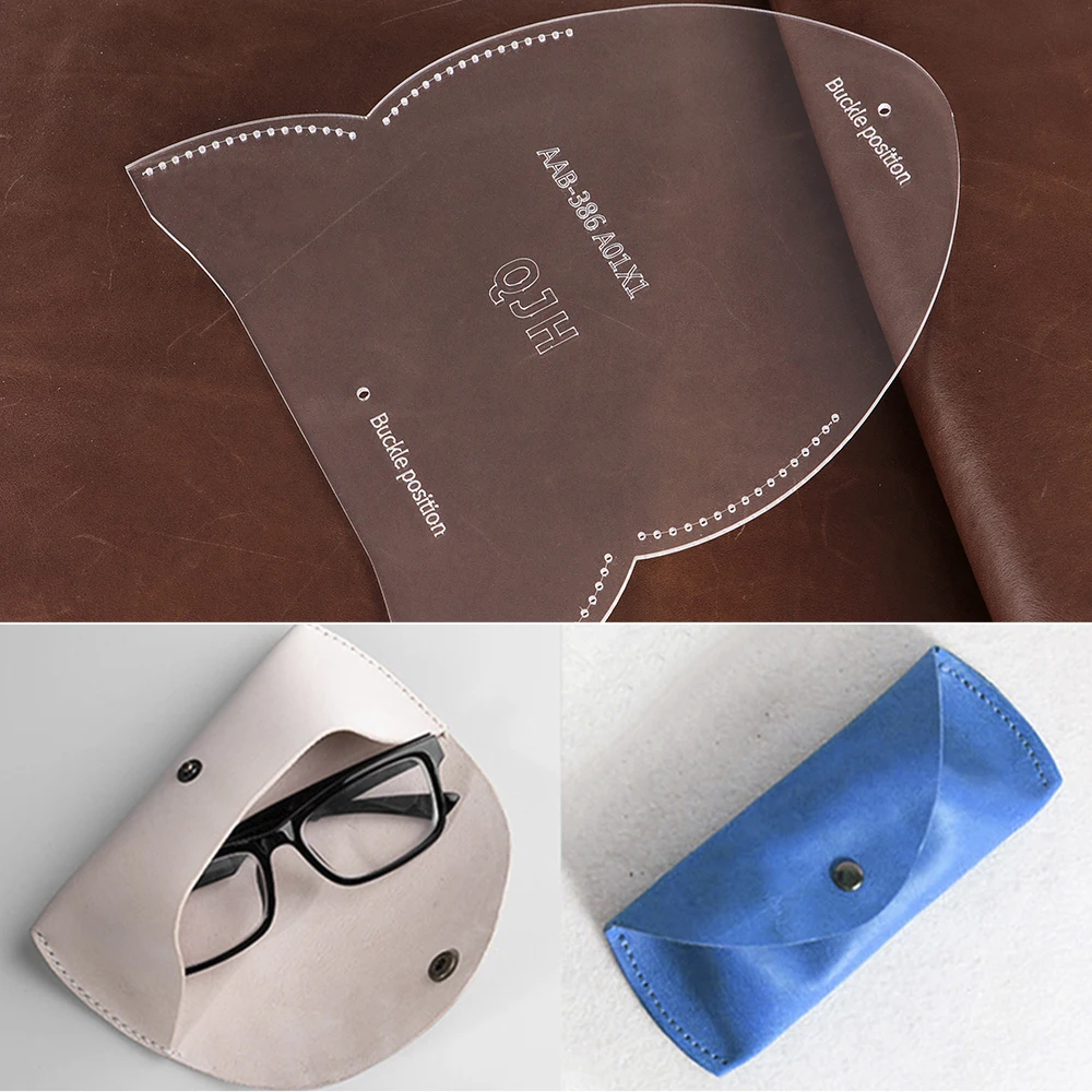 1 Set Leder-Brillenetui-Schablonen, Transparentes Acrylmaterial mit Löchern, Nähform, DIY Sonnenbrillen-Etui Muster-Schablone