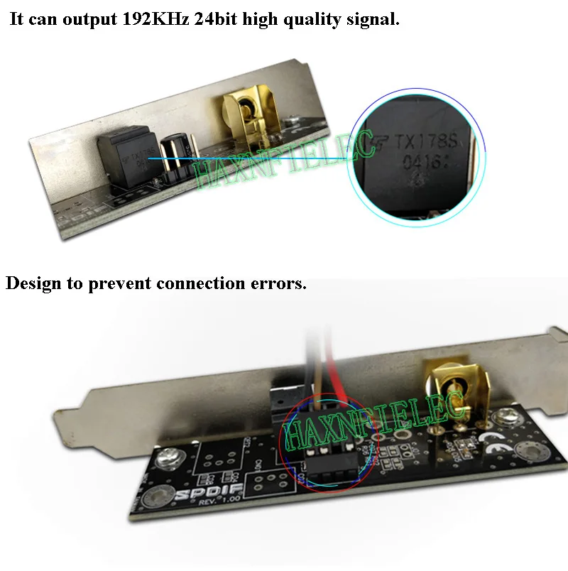 24Bit 192KHz Optical Fiber Coaxial Daughter Card SPDIF OUT For Universal Computer Motherboard Digital 5.1 Sound Card AC3 DTS