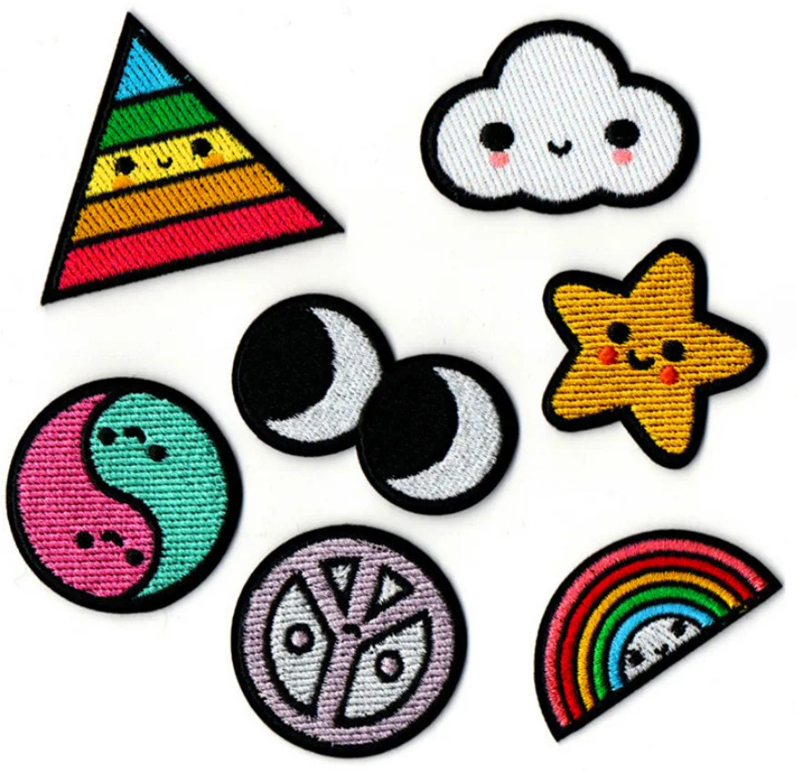 10 Pcs Iron On Sew On Embroidery Patches Popular Clothing Hat Bag Shoe Repair Material Phone Gift Box Decor DIY Accessory