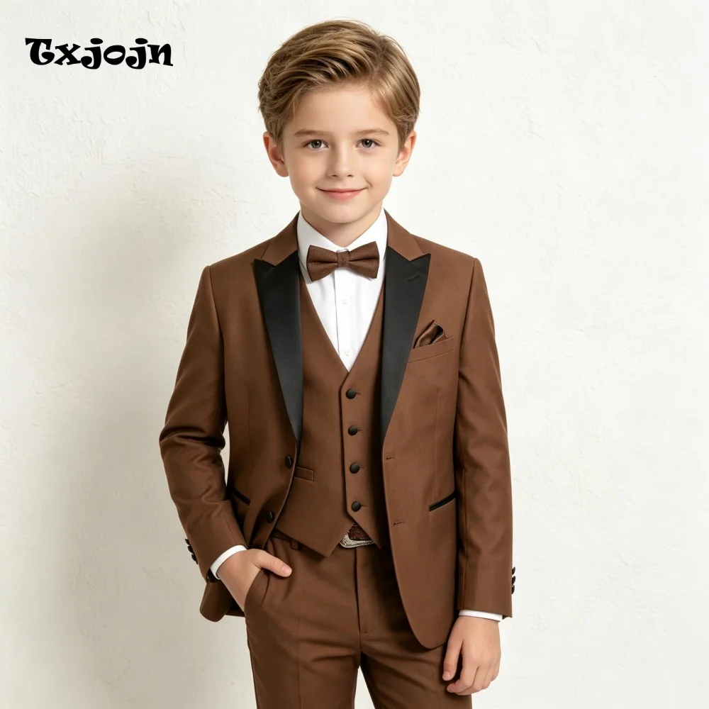 Formal Boys Suit Wedding Tuxedo Trendy Jacket Vest Pants 3 Piece Set Formal Clothes Holiday Party Blazer Kids Custom Outfit