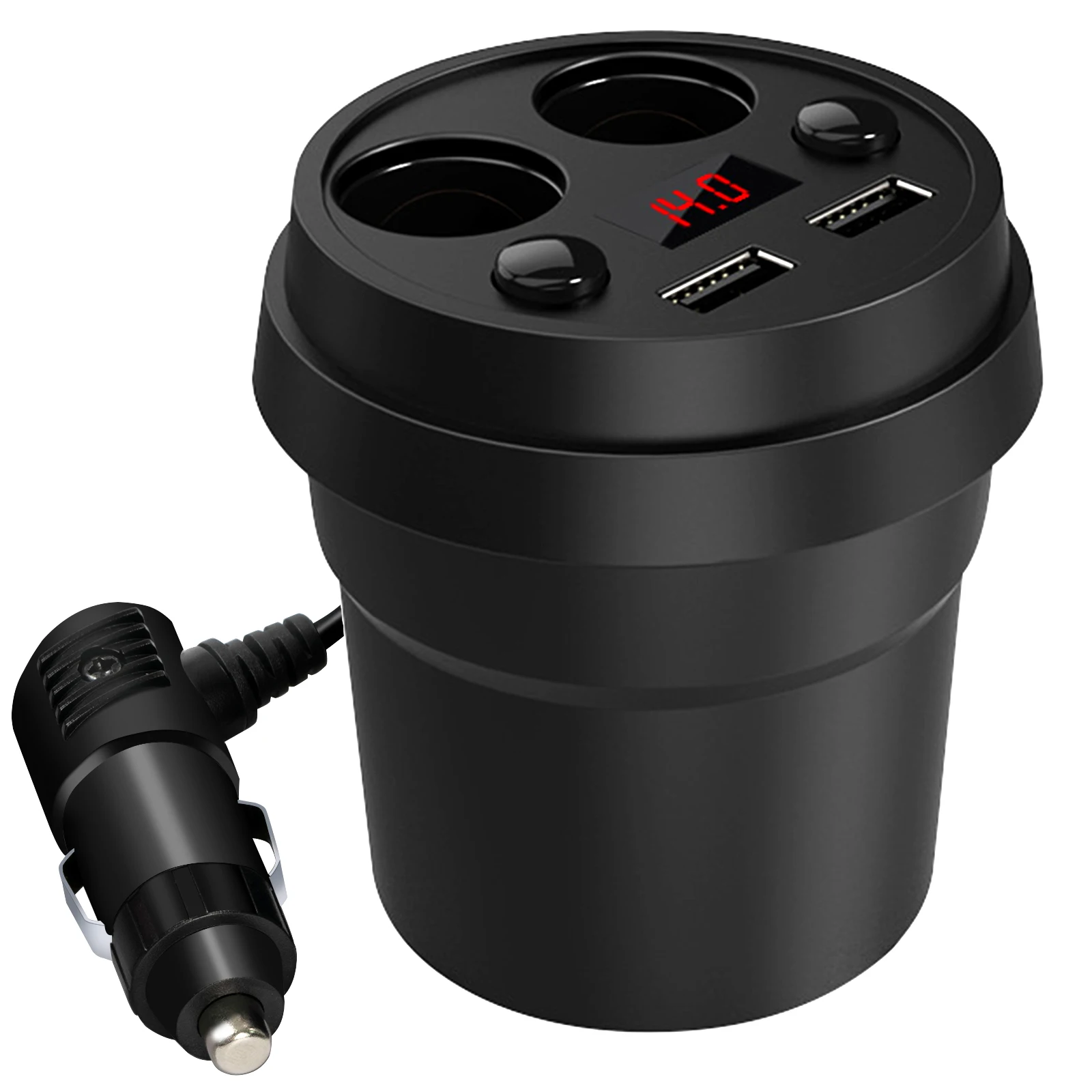 For Car 12V 24V Dual USB QC3.0 Fast‑Charging 2‑Way Multi Cigarette Lighter Socket Splitter Dual Charger Power Adapter Outlet