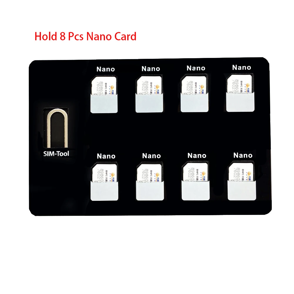 Nano Card and pin holder, Holds 8 pcs Nano Cards and lphone pin