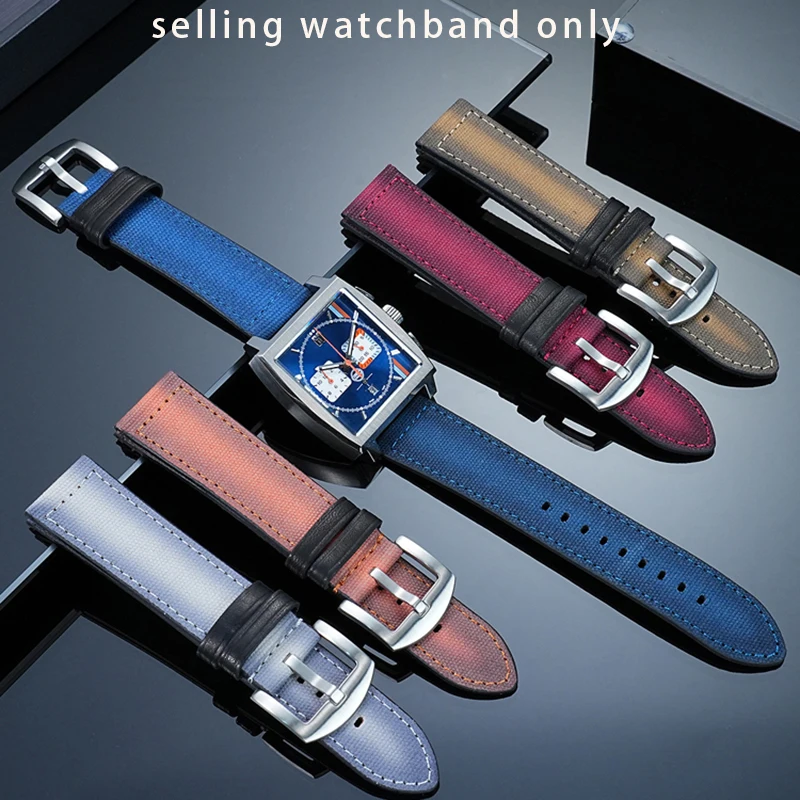 Для замены ремешка для часов TAG Heuer, соревнований по серии Carrera Monaco, скелетон, розовая спортивная ткань, нейлоновый холст, ремешок для часов