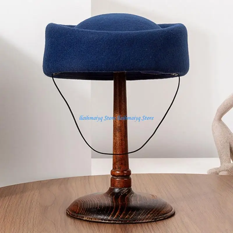 

573B Traditional Airline Staff Cap Fine Wool Stewardess Hat for Business and Travel
