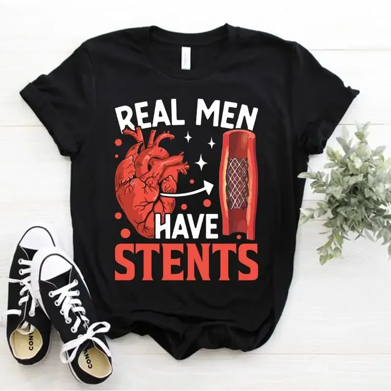 Open Heart Surgery Recovery Patients Real Men Have Stents T Shirt Size S 5xl