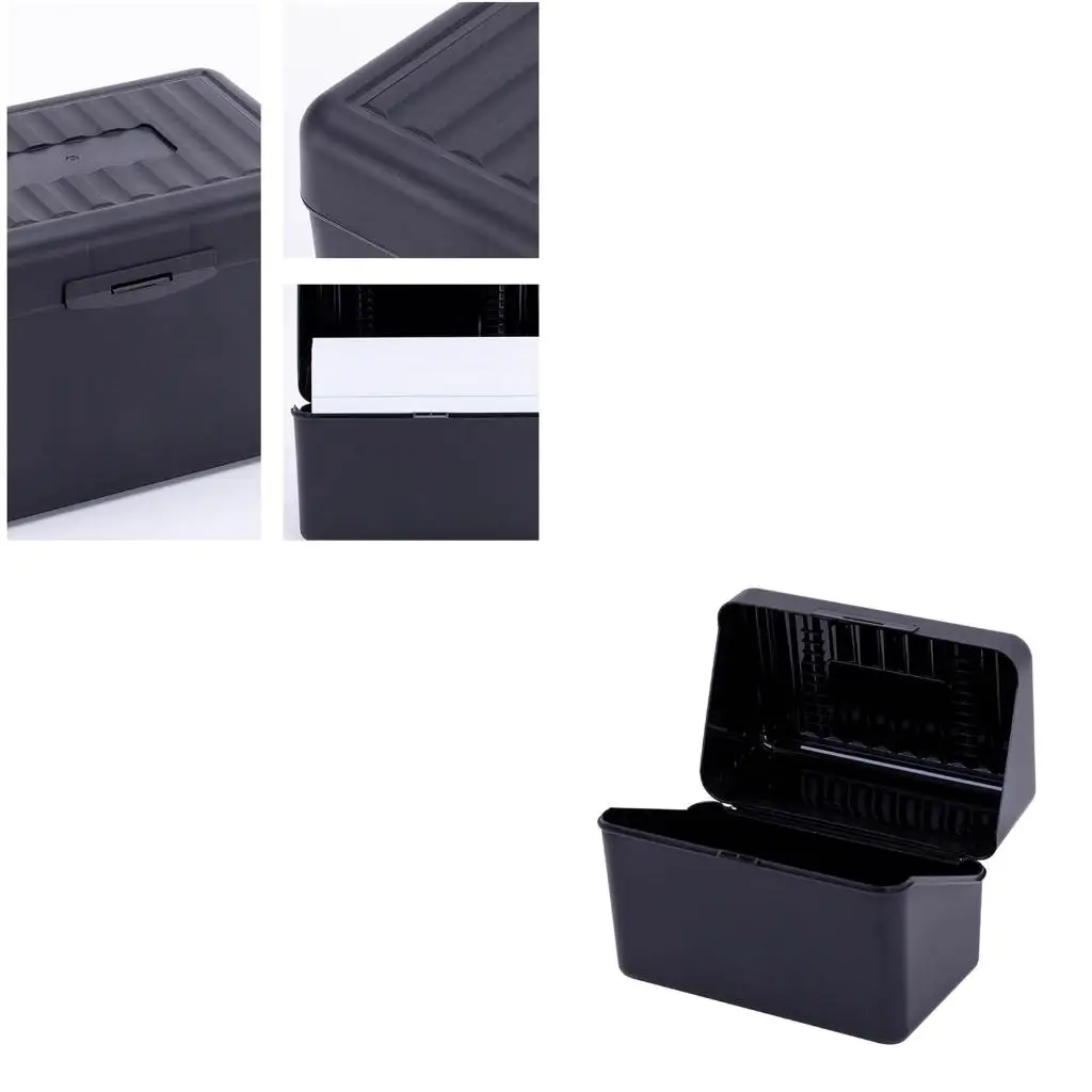 Business Card Holder with Lid Plastic Name Card Box Holds Up 300 Cards for 3X5Inches Name Cards Index Cards